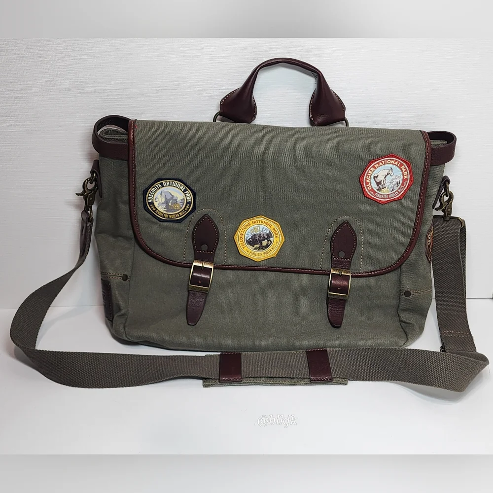 Rare Pendleton National Parks Patches Messenger Bag *Green/Brown* EUC
